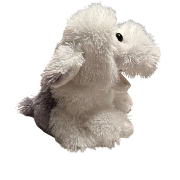 Plush Poppy Dog PUPPET, Soft Fabric, White and Gray, Height 7 Inches , Kids Toy - Picture 3 of 5